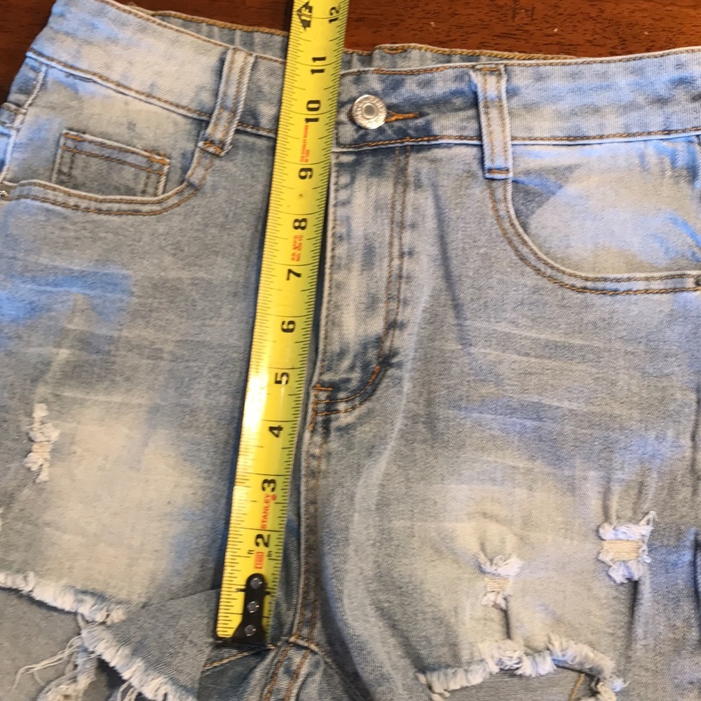 Distressed High Rise Denim Shorts - Picture 9 of 11